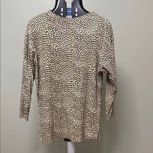Tan Long Sleeve Animal Print Blouse